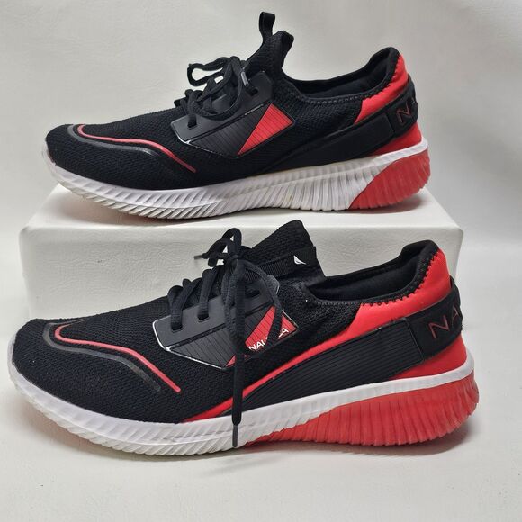 Nautica Vintro Sneakers Size 11 – Red Black Mesh Athletic Shoes Comfort Sole - Picture 4 of 9